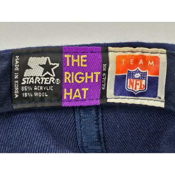 VINTAGE DENVER BRONCOS NFL STARTER BLUE EMBROIDERED STRAP BACK CAP HAT ONE SIZE - Picture 7 of 8